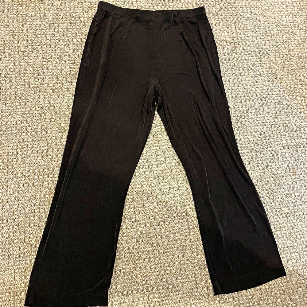 Chico's Travelers Pants Womens 3 Short XL Black Acetate Slinky Stretch Pull On